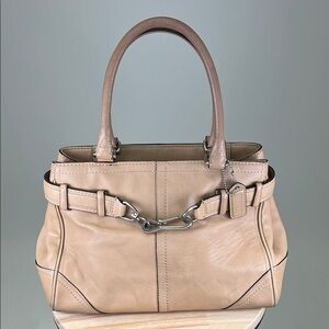 Coach Tan Leather Medium Sized Satchel / Handbag with silver hardware